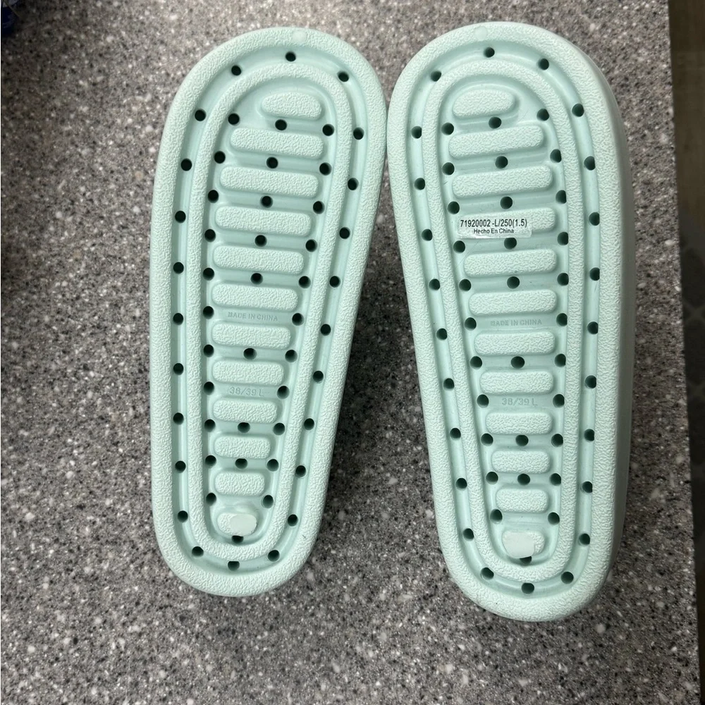 Charles & Keith Pale Blue Slide Platform Sandals